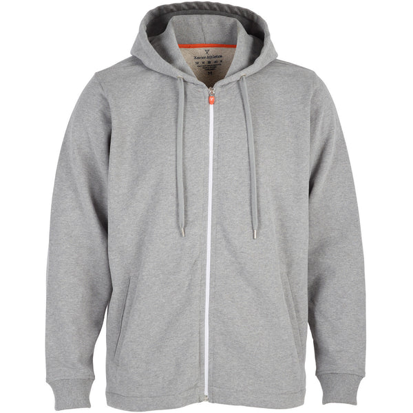 Mens premium grey marl hoodie in loop back cotton fleece | front view | Xavier Athletica