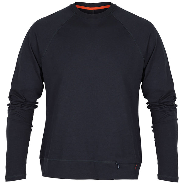 Mens long sleeve cotton T-shirt in Oxford Blue | front view | Xavier Athletica