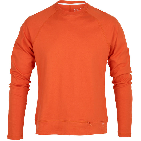 Mens long sleeve cotton T-shirt in Basketball Orange | front view | Xavier Athletica