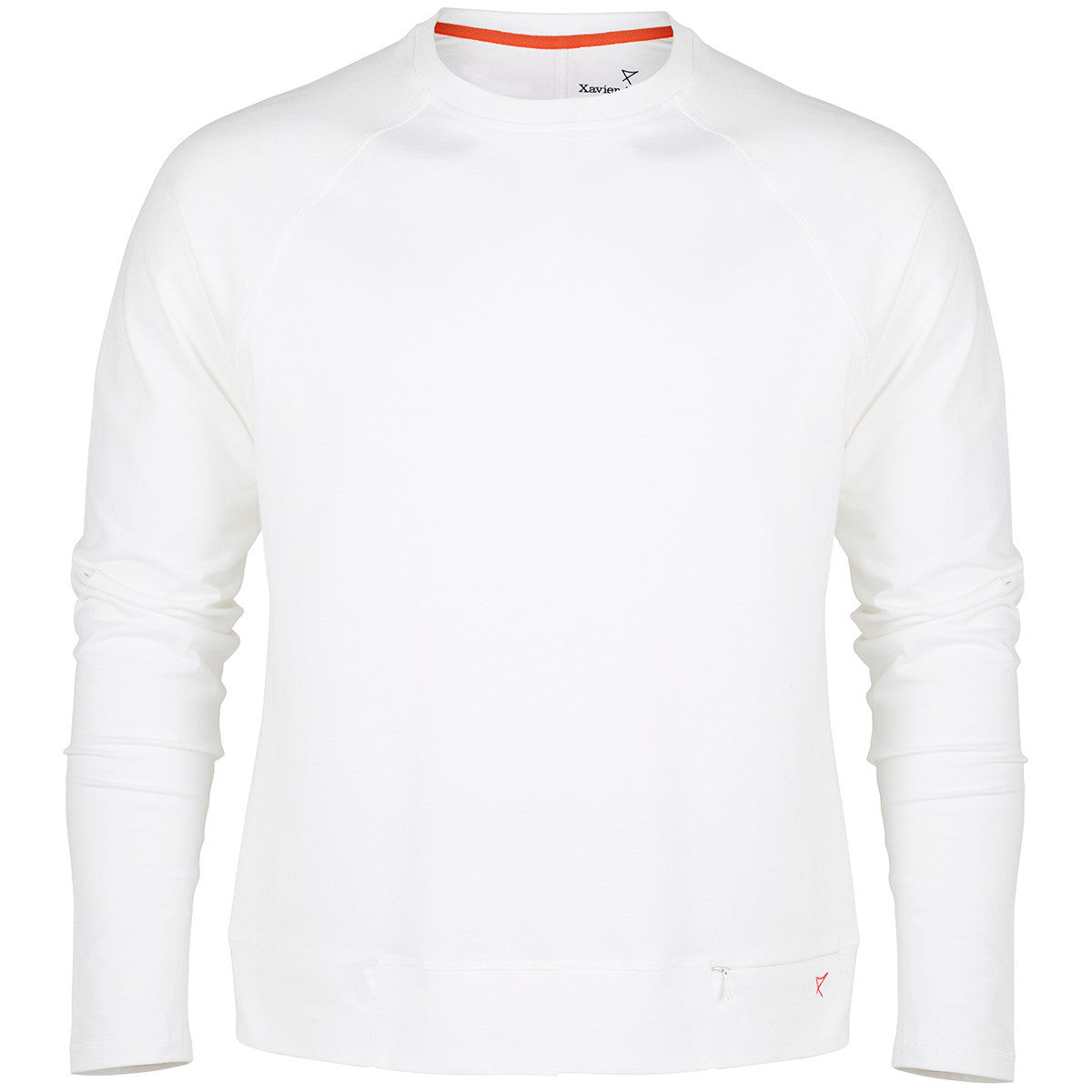 Mens long sleeve cotton T-shirt in White | front view | Xavier Athletica