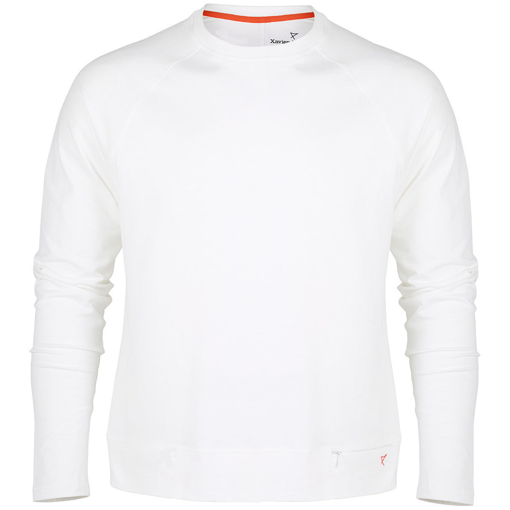 Mens long sleeve cotton T-shirt in White | front view | Xavier Athletica