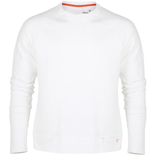 Mens long sleeve cotton T-shirt in White | front view | Xavier Athletica