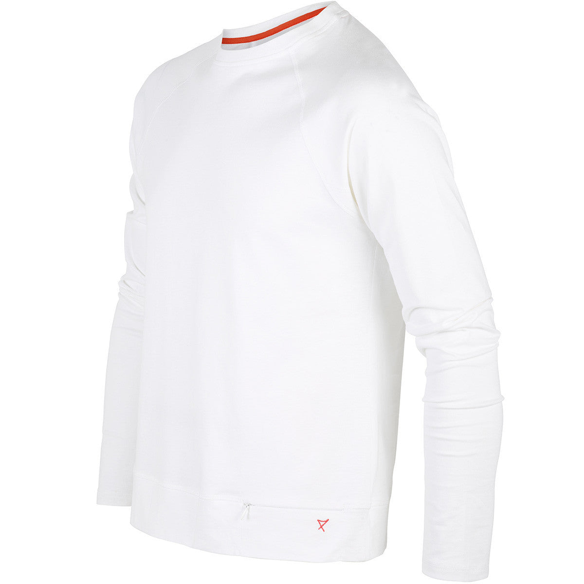 Mens long sleeve cotton T-shirt in White | side view | Xavier Athletica