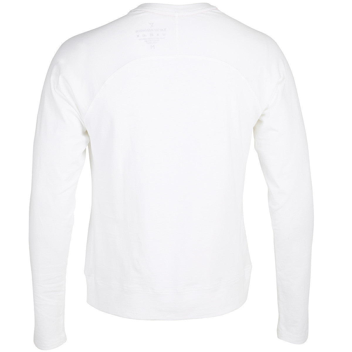 Mens long sleeve cotton T-shirt in White | back view | Xavier Athletica