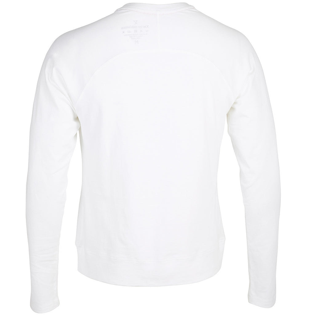 Mens long sleeve cotton T-shirt in White | back view | Xavier Athletica