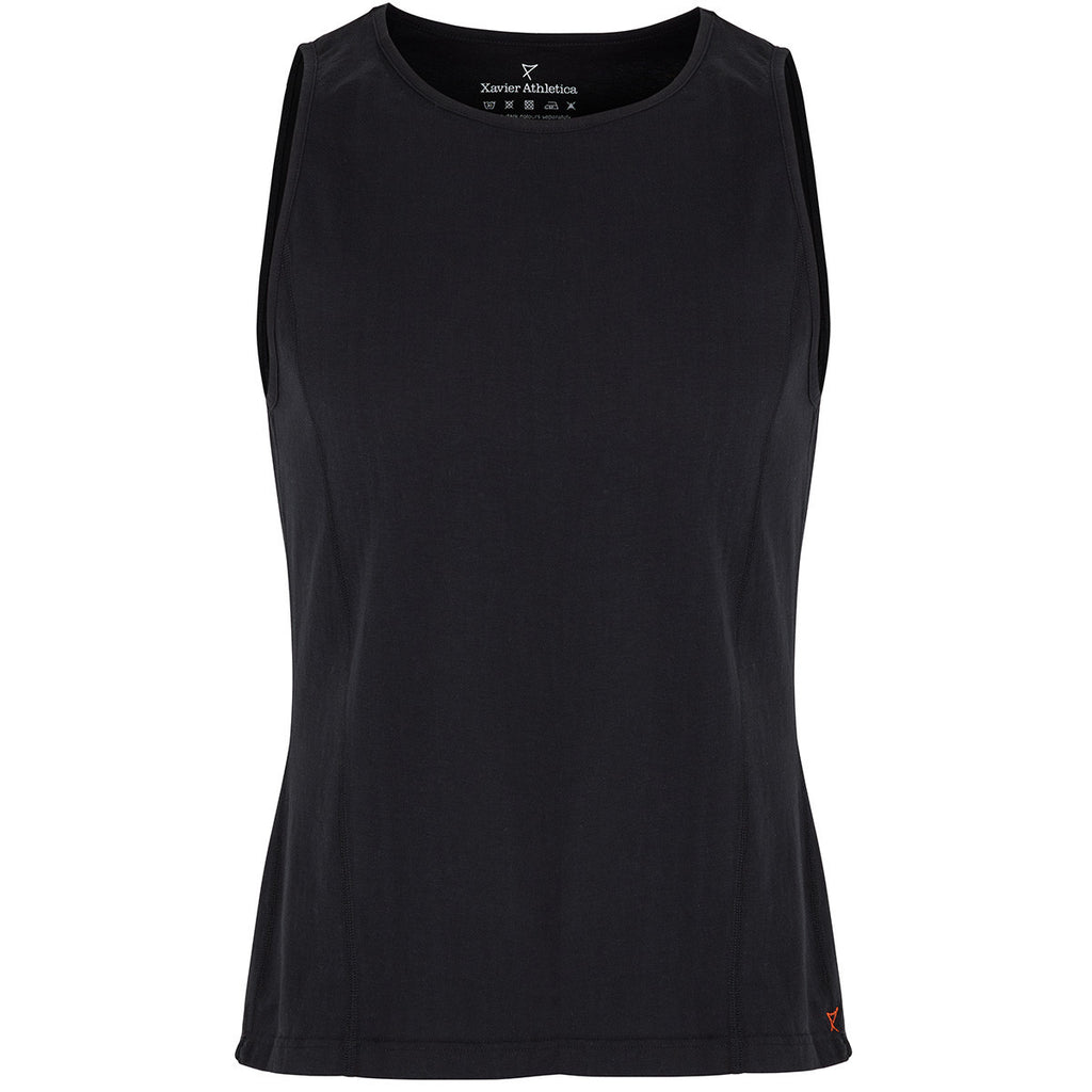Mens Workout Vest in black carbon finish premium cotton | front view | Xavier Athletica