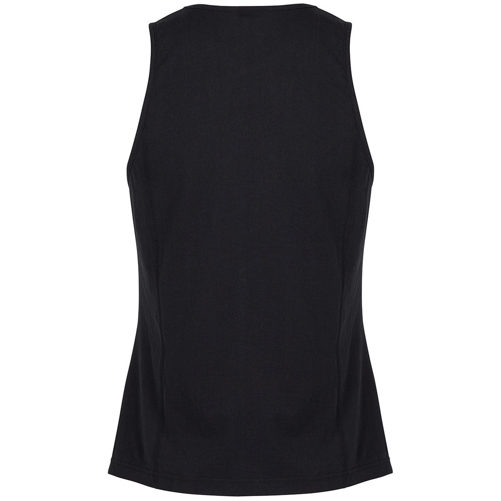 Mens Workout Vest in black carbon finish premium cotton | back view | Xavier Athletica